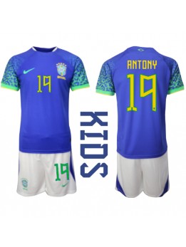 Brazil Antony #19 Dječji Gostujuci Dres kompleti SP 2022 Kratak Rukavima (+ kratke hlače)